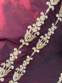 NEW Queen Marguerite 100% Silk Taffeta Red Fabric - Gold Embroidered - Fancy Styles Fabric Pierre Frey Lee Jofa Brunschwig & Fils