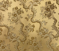 NEW SALE Princess Hailey Designer Brocade Satin Fabric- Antique Yellow Gold Floral Medallion - Fancy Styles Fabric Pierre Frey Lee Jofa Brunschwig & Fils