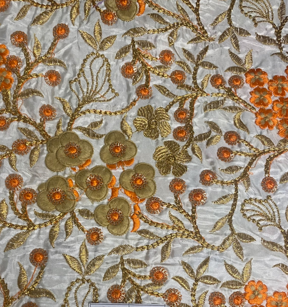 NEW! Queen Riverry Novelty 100% Silk Embroidered Floral Fabric - Light Blue - Fancy Styles Fabric Pierre Frey Lee Jofa Brunschwig & Fils