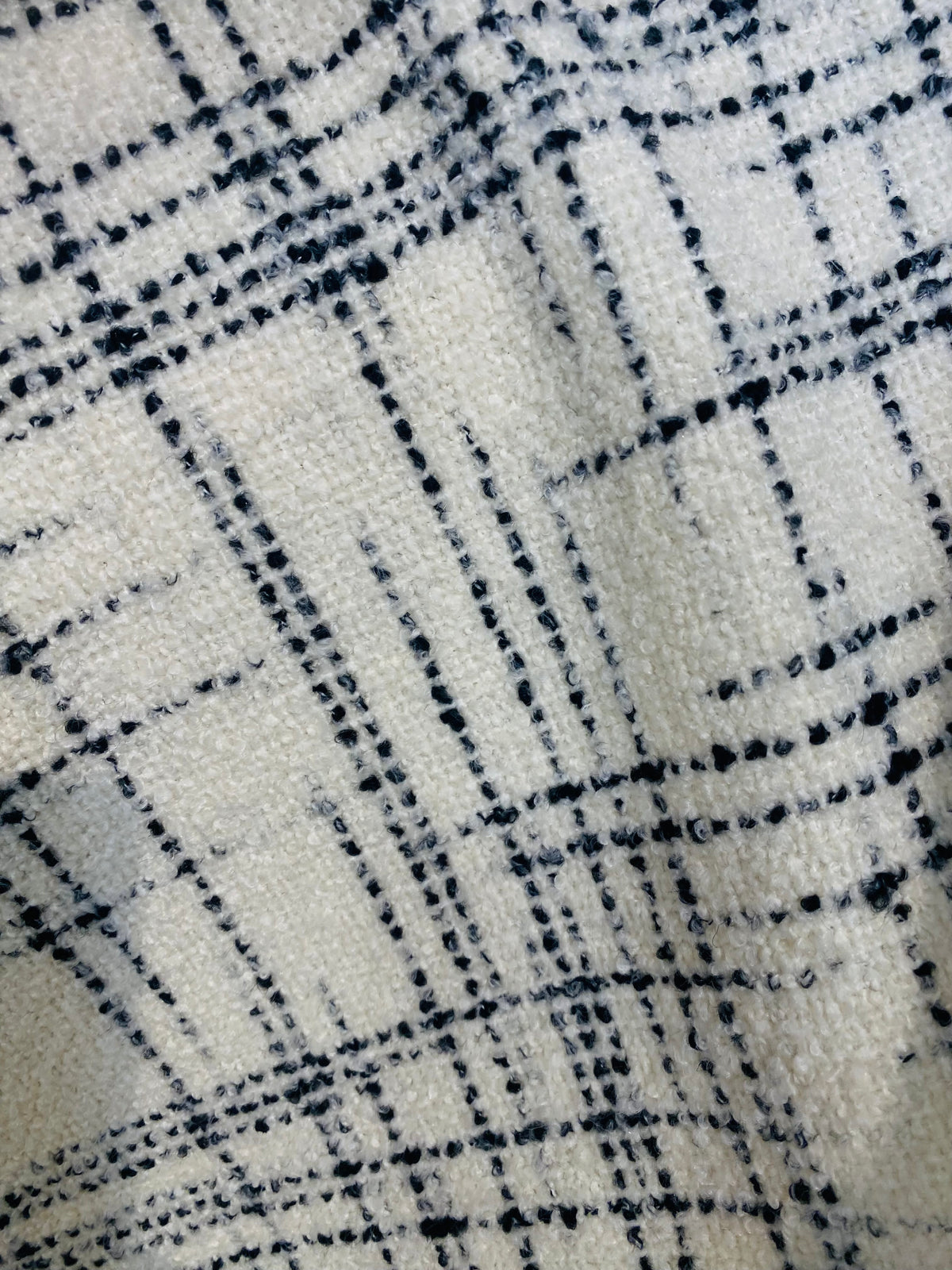NEW Count York Designer Heavyweight Boucle Upholstery Fabric in White and Black Plaid Melange - Fancy Styles Fabric Pierre Frey Lee Jofa Brunschwig & Fils