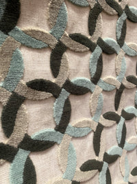 NEW! Prince Mekke - Designer Italian Venetian Burnout Geometric Cut Velvet Fabric Upholstery - Grey Blue - Fancy Styles Fabric Pierre Frey Lee Jofa Brunschwig & Fils