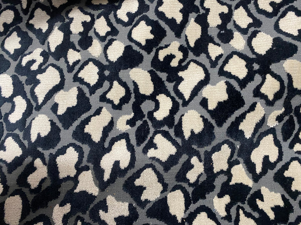 NEW Duchess Dugan Snow Leopard Novelty Upholstery Velvet Made in Italy Black Style# HG10004 - Fancy Styles Fabric Pierre Frey Lee Jofa Brunschwig & Fils