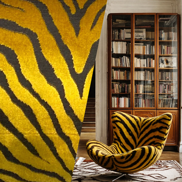 NEW Baroness Matilda Novelty Upholstery Gold and Black Zebra Velvet- Made in Italy - Fancy Styles Fabric Pierre Frey Lee Jofa Brunschwig & Fils
