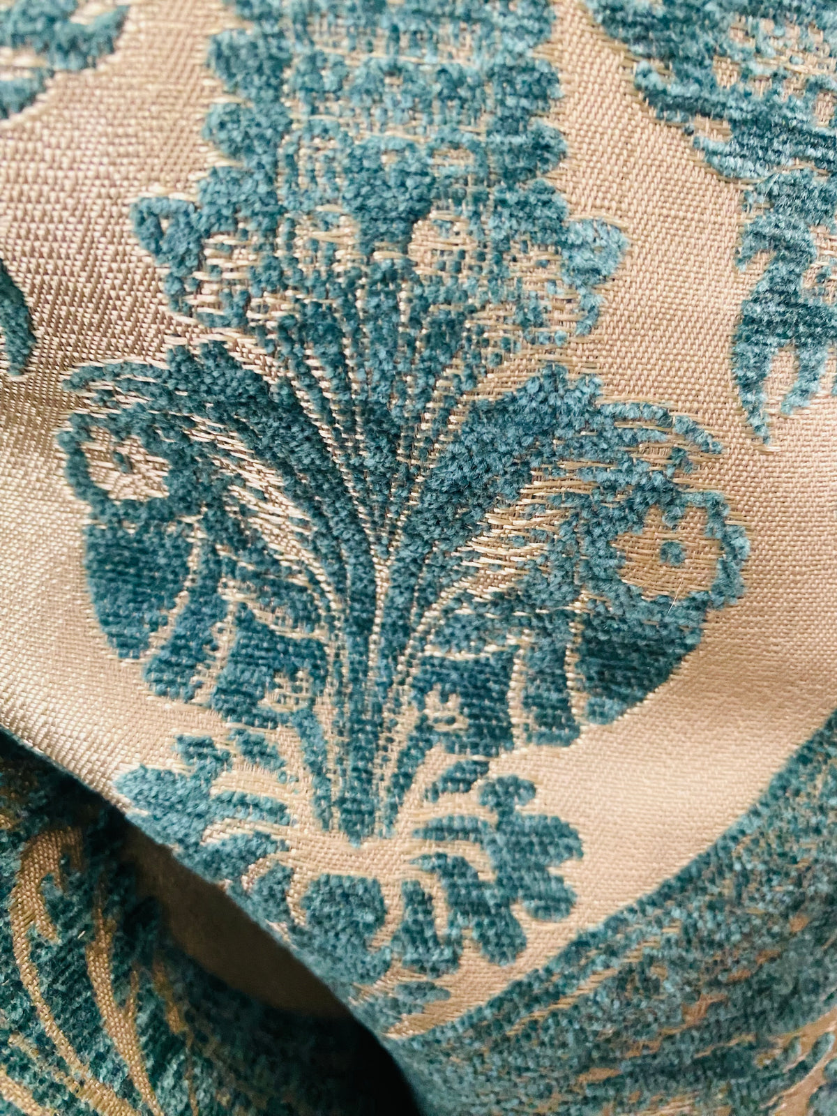 NEW! Princess Pantera- Designer Italian Venetian Burnout Damask Velvet Turquoise Blue Fabric Upholstery - Fancy Styles Fabric Pierre Frey Lee Jofa Brunschwig & Fils