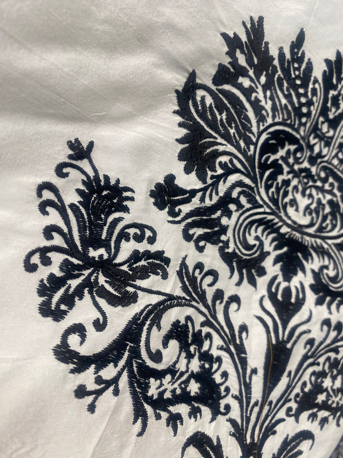 NEW COLOR! Lady Krista Novelty Embroidered 100% Silk Taffeta Fabric Black and White - Fancy Styles Fabric Pierre Frey Lee Jofa Brunschwig & Fils