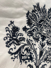NEW COLOR! Lady Krista Novelty Embroidered 100% Silk Taffeta Fabric Black and White - Fancy Styles Fabric Pierre Frey Lee Jofa Brunschwig & Fils