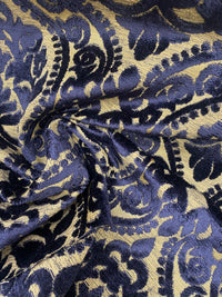 NEW! Sir Sanders Novelty Burnout Medallion Chenille Velvet Fabric - Indigo Navy Blue- Upholstery - Fancy Styles Fabric Pierre Frey Lee Jofa Brunschwig & Fils