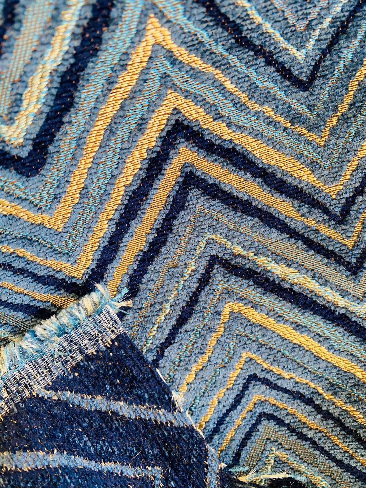 NEW! King Marko Luxury Heavyweight Upholstery Velvet Chenille Geometric Fabric - Blue - BTY - Fancy Styles Fabric Pierre Frey Lee Jofa Brunschwig & Fils