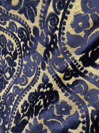 NEW! Sir Sanders Novelty Burnout Medallion Chenille Velvet Fabric - Indigo Navy Blue- Upholstery - Fancy Styles Fabric Pierre Frey Lee Jofa Brunschwig & Fils