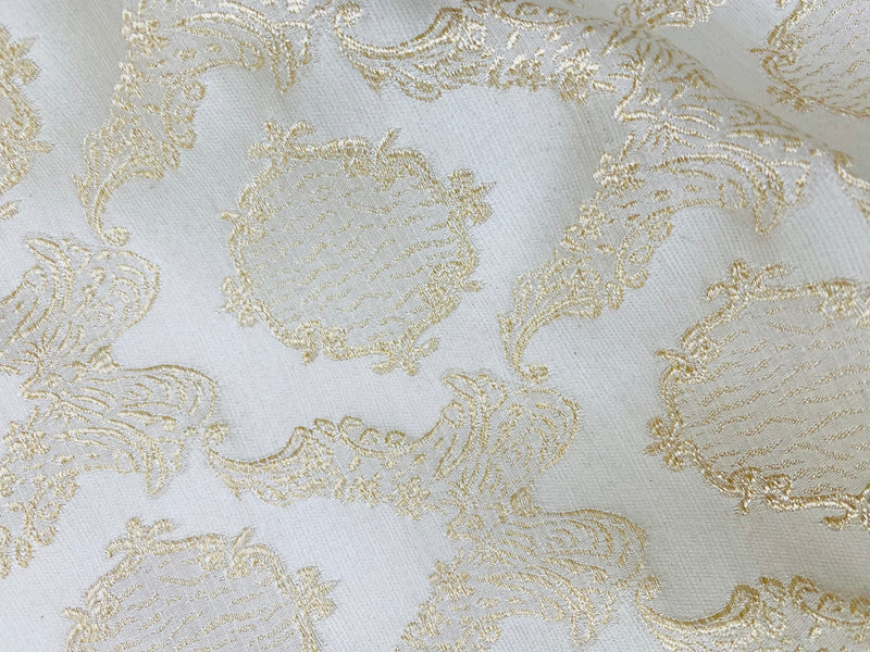 NEW! Duke Fiante Brocade Satin Fabric- Champagne- Damask Upholstery Neoclassical Louis