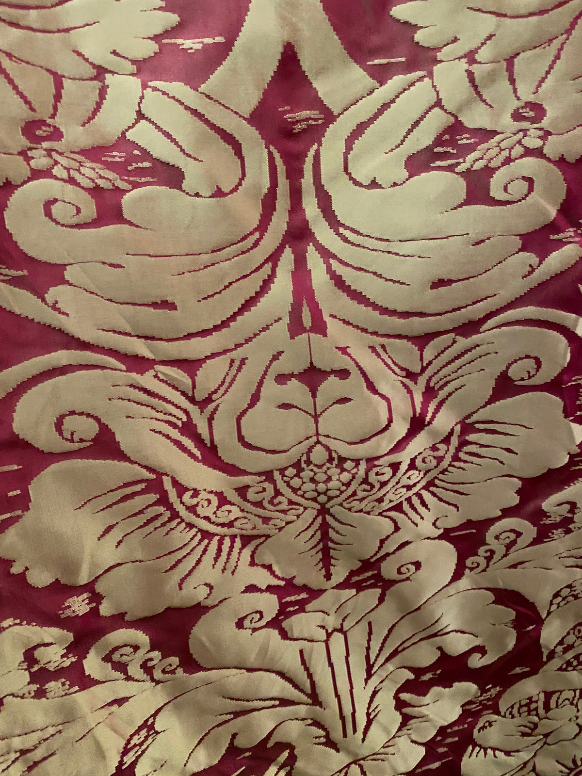 NEW! King Sante 100% Silk Satin Novelty Jacquard Damask Fabric- Red and Gold - Fancy Styles Fabric Pierre Frey Lee Jofa Brunschwig & Fils