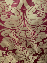 NEW! King Sante 100% Silk Satin Novelty Jacquard Damask Fabric- Red and Gold - Fancy Styles Fabric Pierre Frey Lee Jofa Brunschwig & Fils