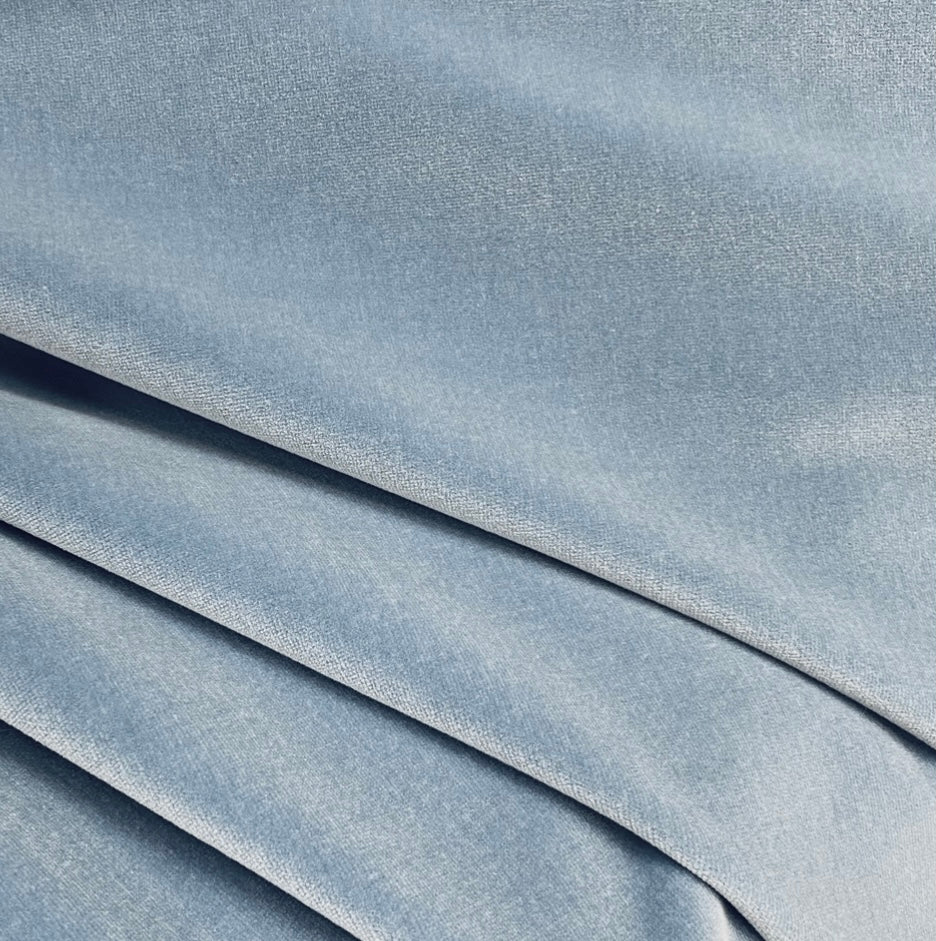 New Prince Oliver 100% Cotton made in Belgium Velvet Fabric in Bel Air Blue - Fancy Styles Fabric Pierre Frey Lee Jofa Brunschwig & Fils