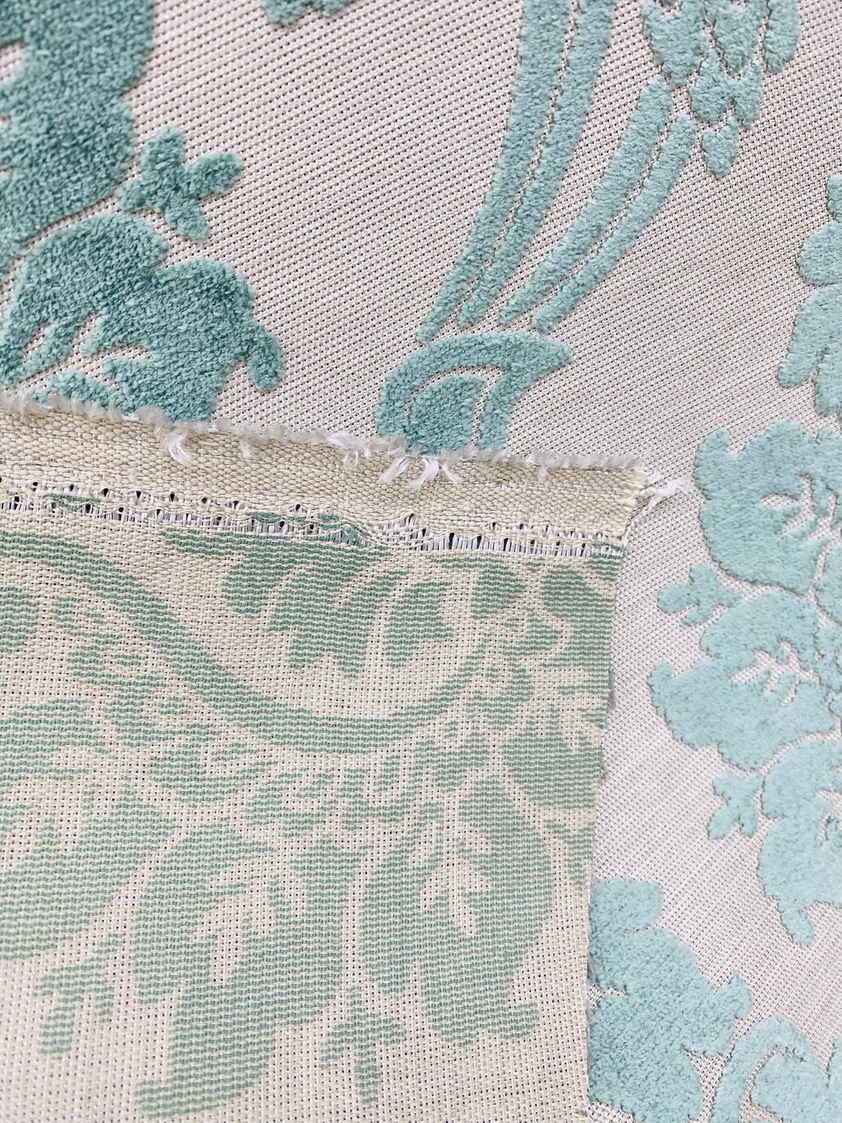NEW Duke Raphael Designer Velvet Chenille Burnout Medallion Upholstery Fabric - French Blue - Fancy Styles Fabric Pierre Frey Lee Jofa Brunschwig & Fils