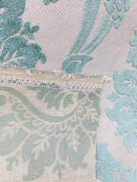 NEW Duke Raphael Designer Velvet Chenille Burnout Medallion Upholstery Fabric - French Blue - Fancy Styles Fabric Pierre Frey Lee Jofa Brunschwig & Fils