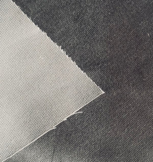 Prince Oliver 100% Cotton made in Belgium Velvet Fabric in Smoke Grey - Fancy Styles Fabric Pierre Frey Lee Jofa Brunschwig & Fils