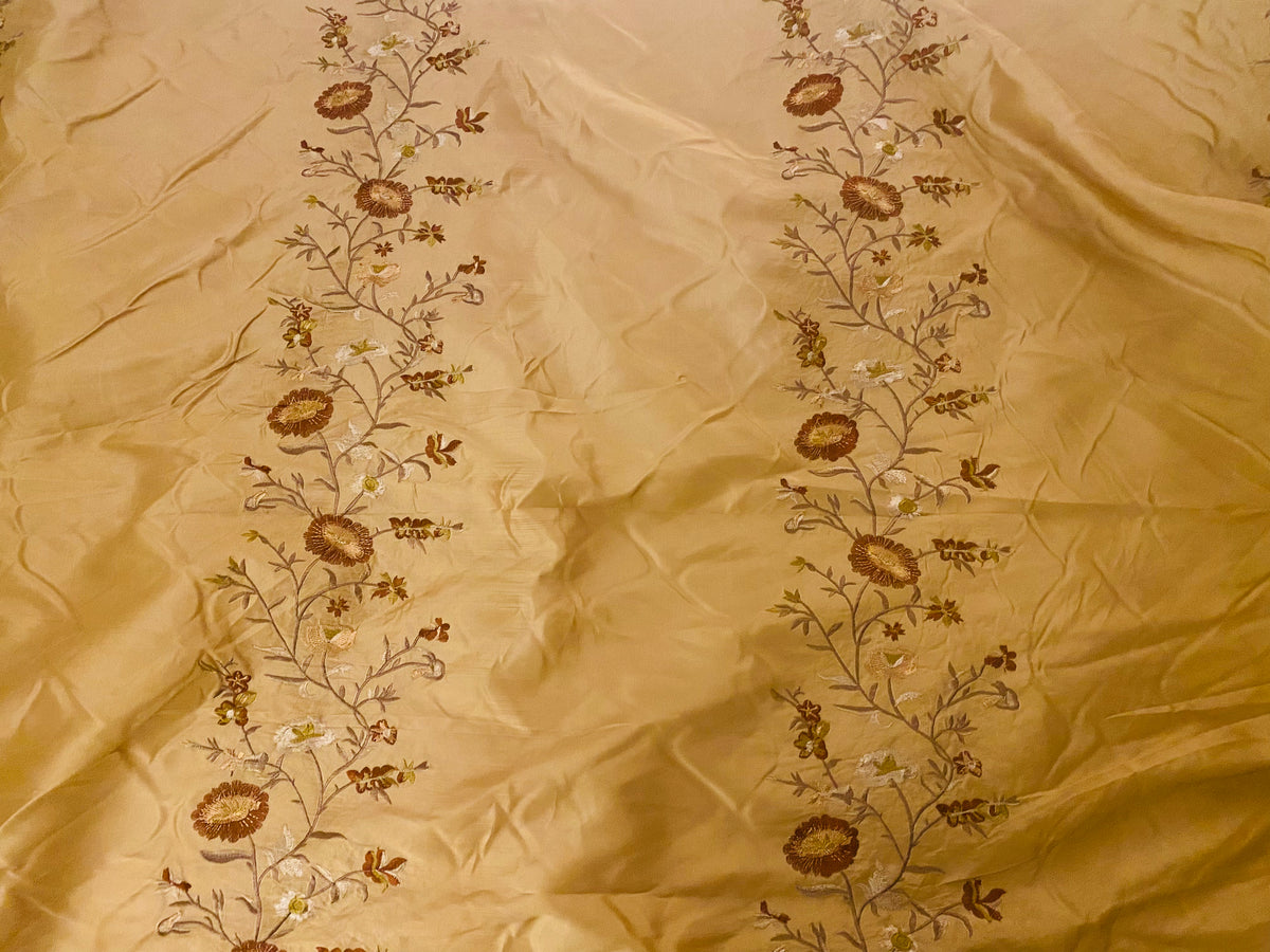 NEW! Duchess Aurora Light Gold Faux Silk Embroidered Fabric - Fancy Styles Fabric Pierre Frey Lee Jofa Brunschwig & Fils