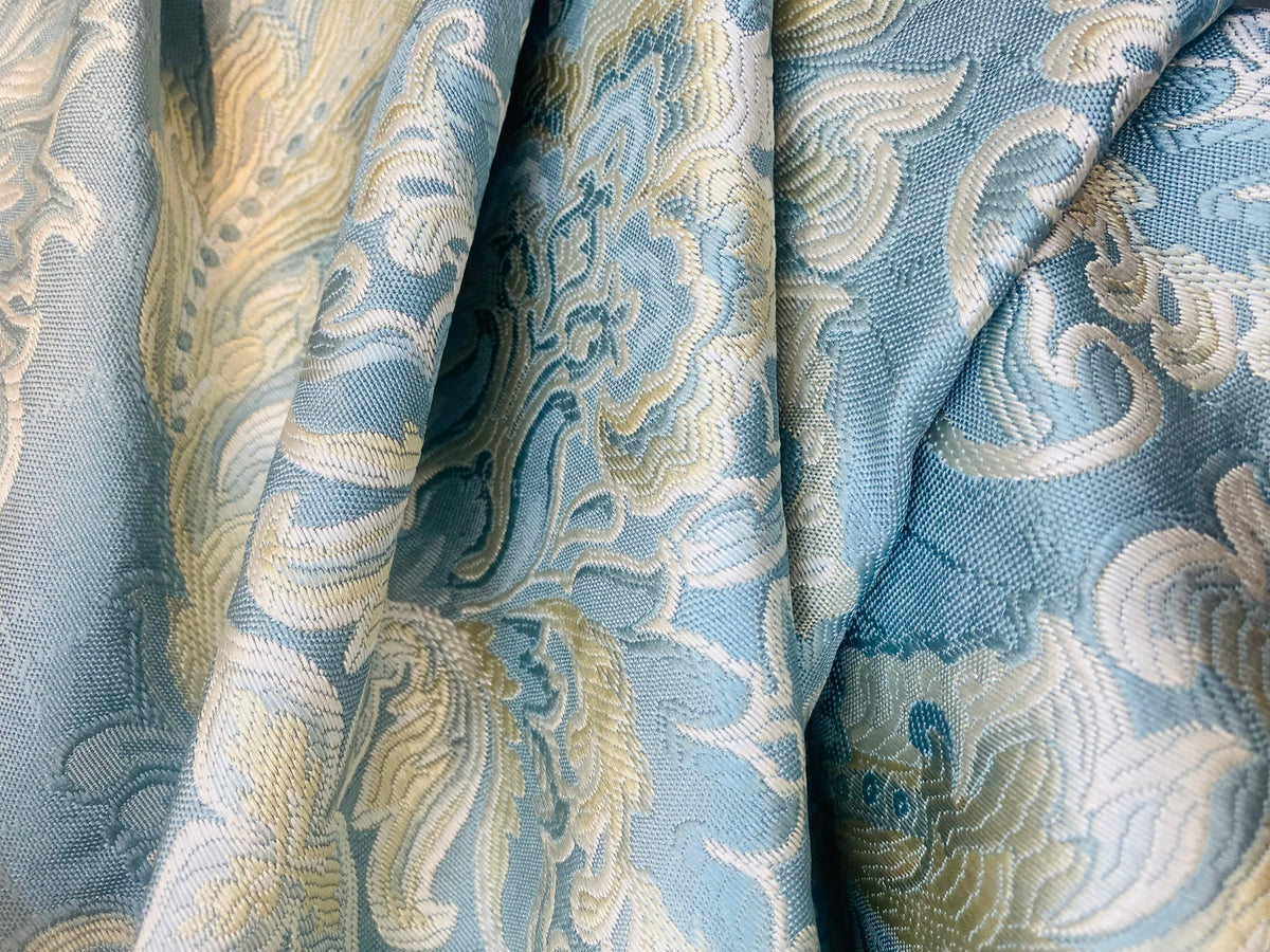 NEW! King Jegeus Designer Quilted Brocade Damask Upholstery Fabric- French Blue - Fancy Styles Fabric Pierre Frey Lee Jofa Brunschwig & Fils