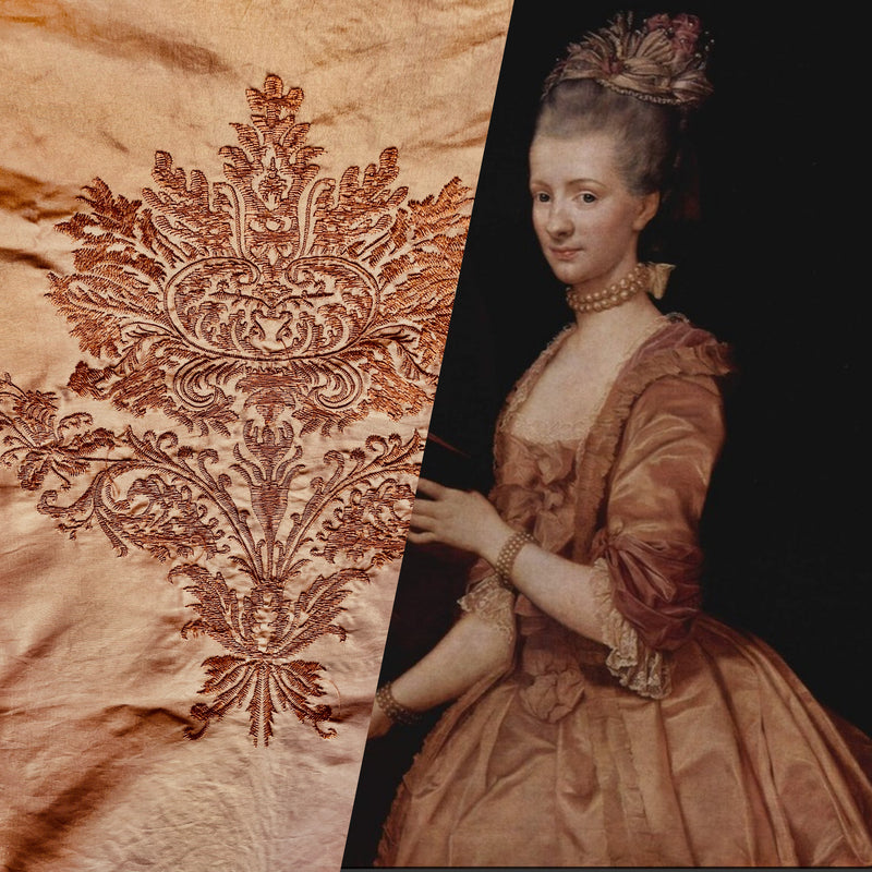 App Deal: Duchess Alexandra Embroidered Floral “Faux Silk” Fabric Copper Iridescence