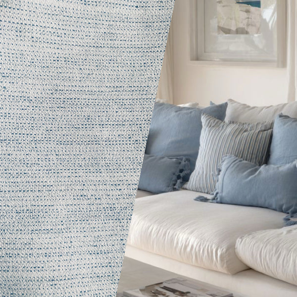New! SUNBRELLA Light Blue White Melange Linen Inspired Waterproof Indoor Outdoor Upholstery Fabric - Fancy Styles Fabric Pierre Frey Lee Jofa Brunschwig & Fils