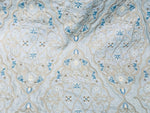 NEW! SALE! Scalamandre 100% Linen Medallion Embroidered Fabric Blue