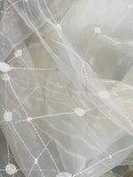 App Sale: Lady Tanya Poly Silk Organza with Embroidered Diamond Motif - White