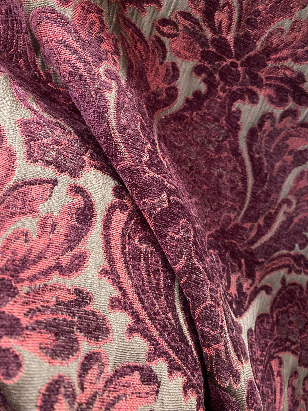 NEW! Emperor Theodore - Designer Italian Venetian Burnout Damask Velvet Burgundy Red Fabric Upholstery - Fancy Styles Fabric Pierre Frey Lee Jofa Brunschwig & Fils