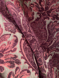NEW! Emperor Theodore - Designer Italian Venetian Burnout Damask Velvet Burgundy Red Fabric Upholstery - Fancy Styles Fabric Pierre Frey Lee Jofa Brunschwig & Fils