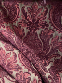 NEW! Emperor Theodore - Designer Italian Venetian Burnout Damask Velvet Burgundy Red Fabric Upholstery - Fancy Styles Fabric Pierre Frey Lee Jofa Brunschwig & Fils