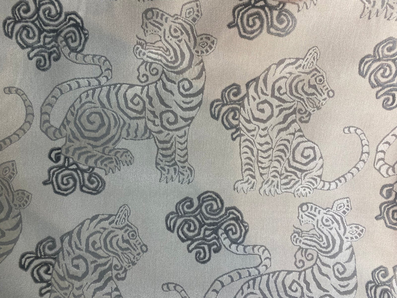 NEW GUCCI HOME Designer Upholstery Heavyweight Tiger Animal Burnout Velvet Fabric- Grey