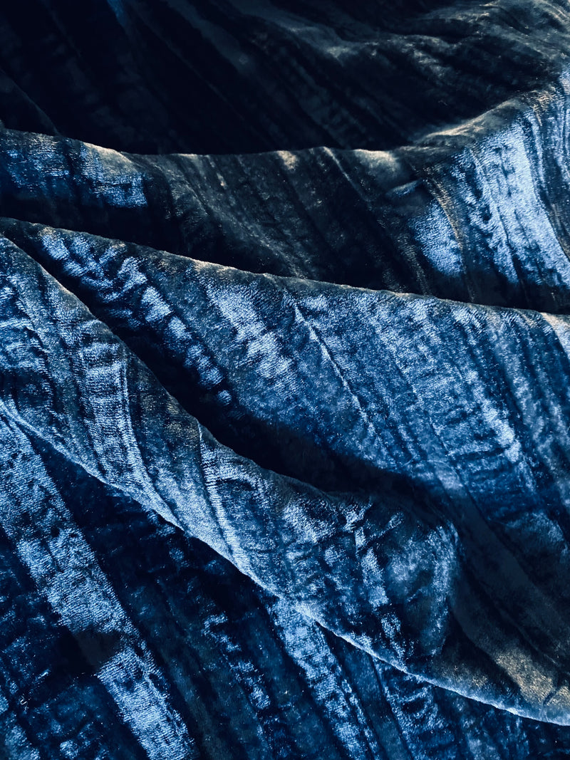 NEW! Prince Peterson Deep Sea Blue Silk Rayon Velvet Fabric