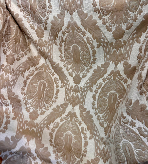 NEW Lady Danita Designer Medallion Burnout Chenille Velvet Fabric - Brocade- Cream Gold - Fancy Styles Fabric Pierre Frey Lee Jofa Brunschwig & Fils