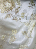 NEW! SALE! Miss Flora Italian Brocade Satin Fabric- Ivory- Floral Upholstery Neoclassical Louis