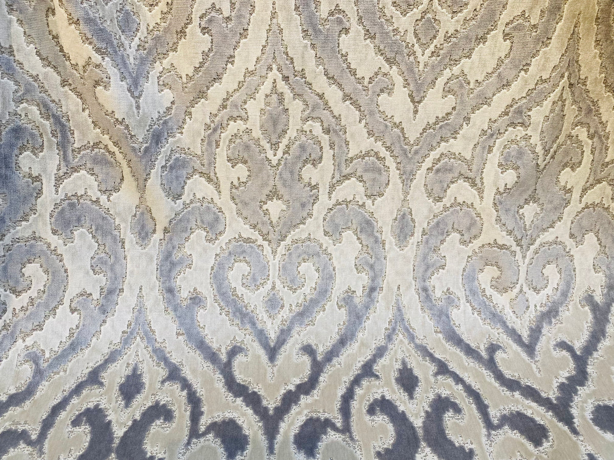 NEW Baroness Santel Novelty Upholstery Platinum and White Velvet- Made in Italy - Fancy Styles Fabric Pierre Frey Lee Jofa Brunschwig & Fils