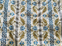 NEW Prince Greco Novelty Embroidered 100% Silk Taffeta Fabric Blue and White - Fancy Styles Fabric Pierre Frey Lee Jofa Brunschwig & Fils