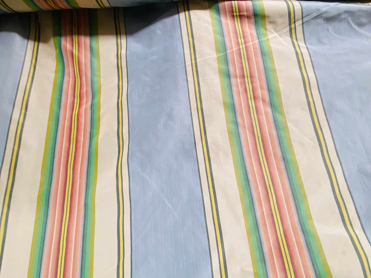 Back in stock! NEW Princess Penelope Designer 100% Silk Taffeta Stripes Fabric - Blue 55” Wide - Fancy Styles Fabric Pierre Frey Lee Jofa Brunschwig & Fils