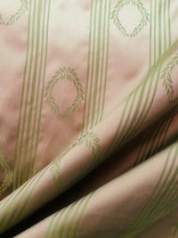 NEW! Princess Pitta 100% Silk Taffeta Novelty Jacquard Stripe Fabric- Pink and Green - Fancy Styles Fabric Pierre Frey Lee Jofa Brunschwig & Fils