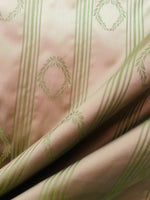NEW! Princess Pitta 100% Silk Taffeta Novelty Jacquard Stripe Fabric- Pink and Green