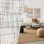 NEW Count York Designer Heavyweight Boucle Upholstery Fabric in White and Taupe Plaid Melange