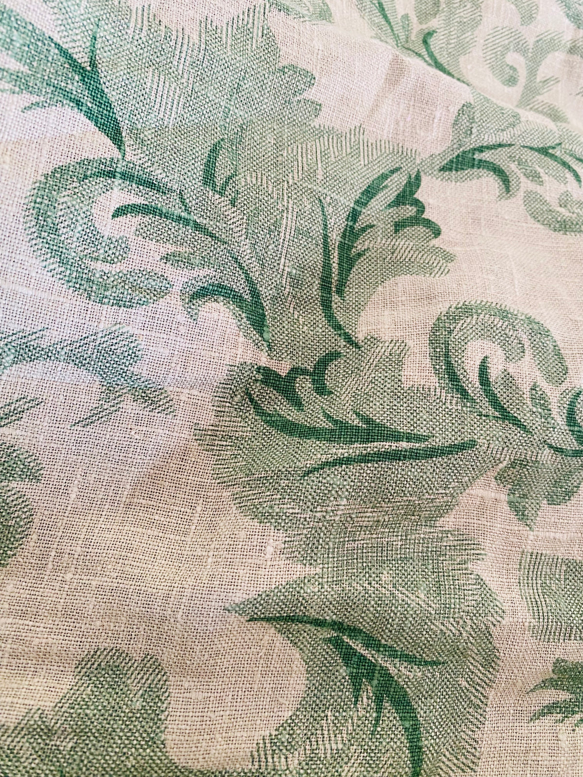 NEW Queen Shani Designer 100% Linen Floral Leaf Fabric- - Fancy Styles Fabric Pierre Frey Lee Jofa Brunschwig & Fils