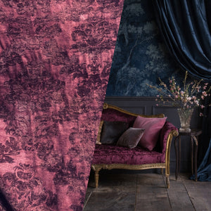 NEW! Lady Janet Designer Medallion Burnout Chenille Velvet Fabric - Antique Red - Fancy Styles Fabric Pierre Frey Lee Jofa Brunschwig & Fils