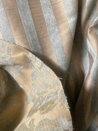 NEW! Lady Janet STRIPE Designer Medallion Burnout Chenille Velvet Fabric - Aqua & Shell - Fancy Styles Fabric Pierre Frey Lee Jofa Brunschwig & Fils