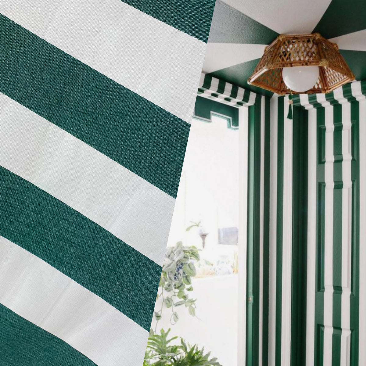 NEW Lady Jacqueline Faded Polo Green Waterproof Decorating Fabric - 3” Green And White Stripes - Upholstery 55” Wide - Fancy Styles Fabric Pierre Frey Lee Jofa Brunschwig & Fils