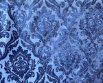 NEW Queen Isabella Designer Medallion Burnout Chenille Velvet Fabric Royal Blue