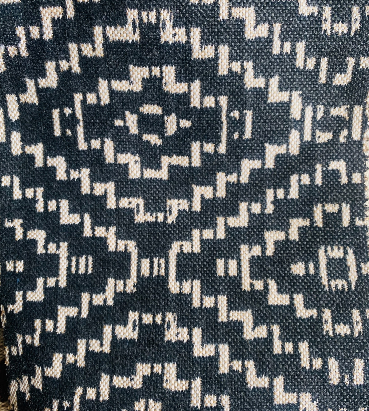 New! SUNBRELLA Indigo Blue Tribal Geometric Waterproof Indoor Outdoor Upholstery Fabric - Fancy Styles Fabric Pierre Frey Lee Jofa Brunschwig & Fils