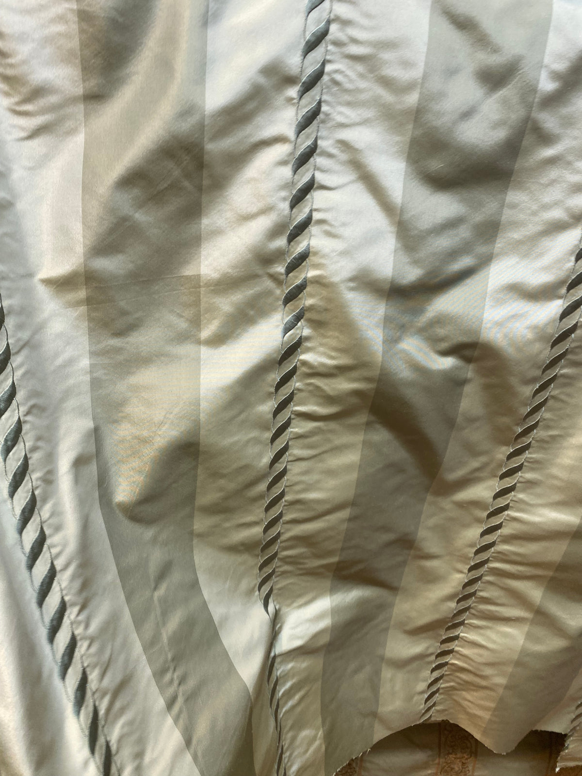 NEW Queen Marla 100% Silk Taffeta Embroidered Stripes Fabric - Pistachio Green - Fancy Styles Fabric Pierre Frey Lee Jofa Brunschwig & Fils