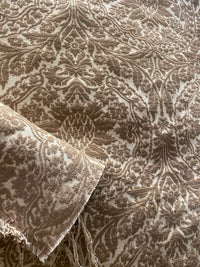 NEW! Prince Teffler - Designer Italian Venetian Burnout Damask Cut Velvet Taupe Fabric Upholstery - Fancy Styles Fabric Pierre Frey Lee Jofa Brunschwig & Fils