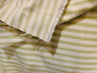 NEW Queen Mandy Designer 100% Cotton Heavyweight 1/4” Stripes Upholstery Fabric - Pistachio Green and Cream - Fancy Styles Fabric Pierre Frey Lee Jofa Brunschwig & Fils
