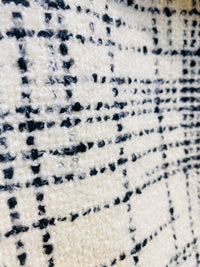 NEW Count York Designer Heavyweight Boucle Upholstery Fabric in White and Black Plaid Melange - Fancy Styles Fabric Pierre Frey Lee Jofa Brunschwig & Fils
