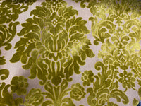 NEW! Princess Perma - LARGE REPEAT- Designer Italian Venetian Burnout Damask Velvet Yellow-Lime Chartreuse Fabric Upholstery - Fancy Styles Fabric Pierre Frey Lee Jofa Brunschwig & Fils